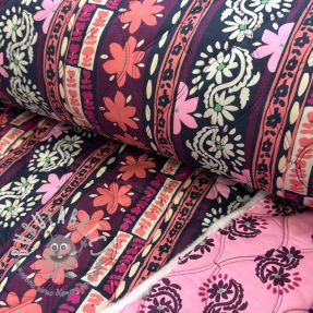 Tessuto di cotone VOILE STEPPED Daria flower aubergine digital print