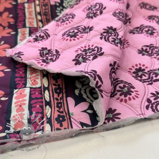 Tessuto di cotone VOILE STEPPED Daria flower aubergine digital print