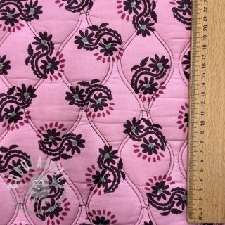 Tessuto di cotone VOILE STEPPED Daria flower aubergine digital print