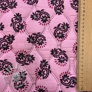 Tessuto di cotone VOILE STEPPED Daria flower aubergine digital print