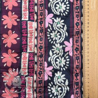 Tessuto di cotone VOILE STEPPED Daria flower aubergine digital print