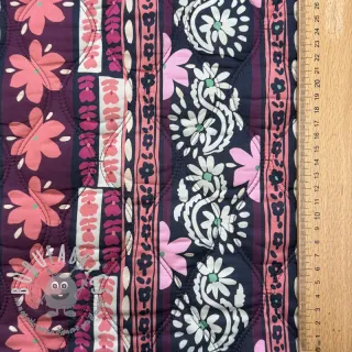 Tessuto di cotone VOILE STEPPED Daria flower aubergine digital print