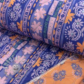 Tessuto di cotone VOILE STEPPED Daria flower purple digital print