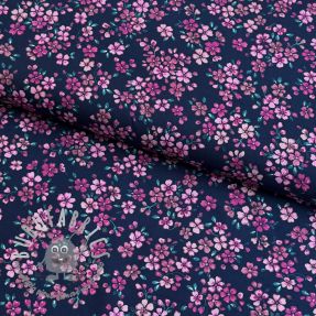 Tessuto di cotone Simie flowers navy digital print