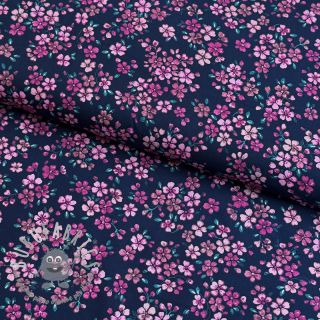 Tessuto di cotone Simie flowers navy digital print