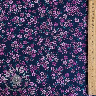 Tessuto di cotone Simie flowers navy digital print