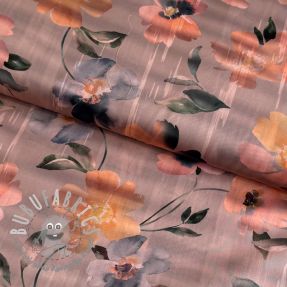 Tessuto di cotone SATIN Penny flower peach digital print