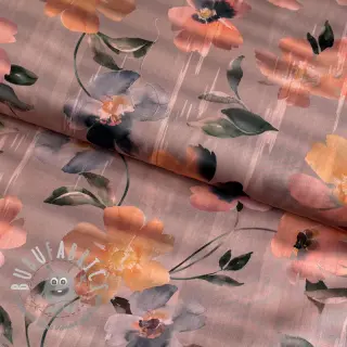 Tessuto di cotone SATIN Penny flower peach digital print