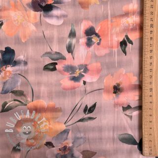 Tessuto di cotone SATIN Penny flower peach digital print