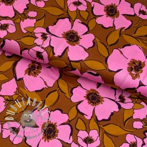 Tessuto di cotone SATIN Flower Kala caramel