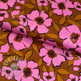 Tessuto di cotone SATIN Flower Kala caramel