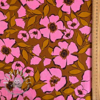 Tessuto di cotone SATIN Flower Kala caramel