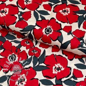 Tessuto di cotone SATIN Flower Kala offwhite