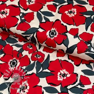 Tessuto di cotone SATIN Flower Kala offwhite