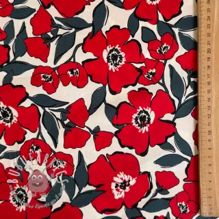 Tessuto di cotone SATIN Flower Kala offwhite