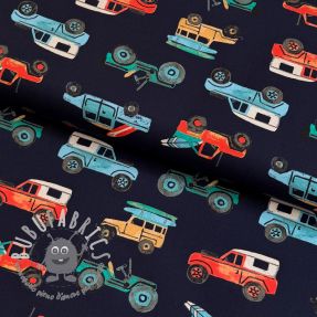 Tessuto di cotone Cars navy digital print