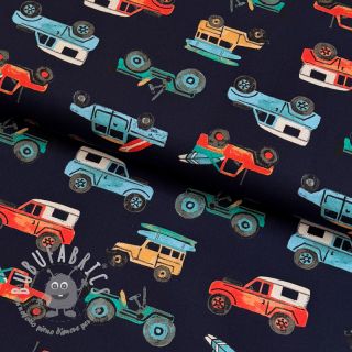 Tessuto di cotone Cars navy digital print