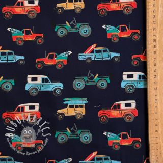 Tessuto di cotone Cars navy digital print