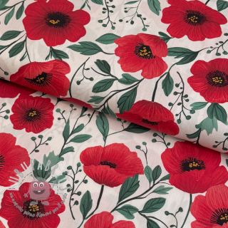 Tessuto di cotone Poppy offwhite digital print