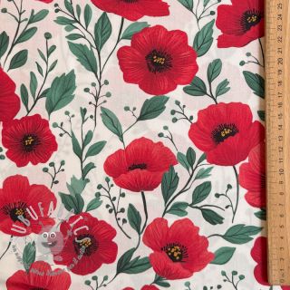 Tessuto di cotone Poppy offwhite digital print
