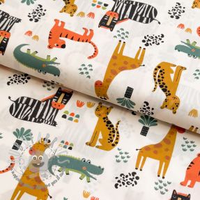 Tessuto di cotone Safari time offwhite digital print