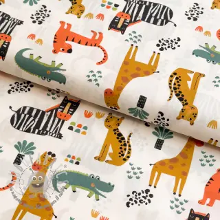Tessuto di cotone Safari time offwhite digital print
