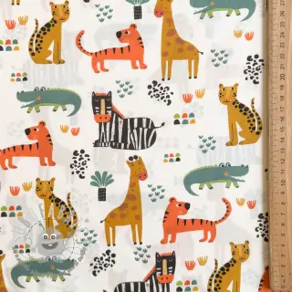 Tessuto di cotone Safari time offwhite digital print