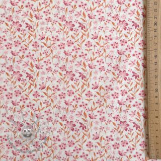 Tessuto di cotone Fine flowers pink