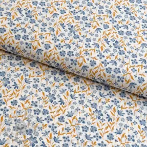 Tessuto di cotone Fine flowers blue