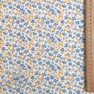 Tessuto di cotone Fine flowers blue