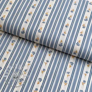 Tessuto di cotone Fine flowers STRIPE blue