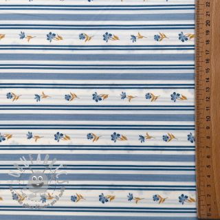 Tessuto di cotone Fine flowers STRIPE blue