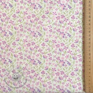 Tessuto di cotone Fine flowers purple