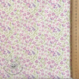 Tessuto di cotone Fine flowers purple