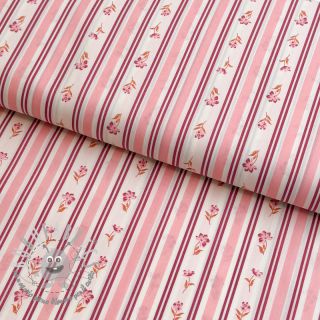Tessuto di cotone Fine flowers STRIPE pink