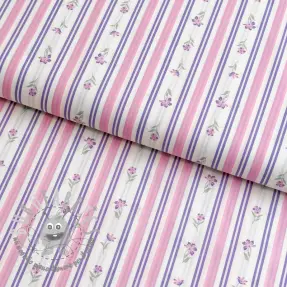 Tessuto di cotone Fine flowers STRIPE purple