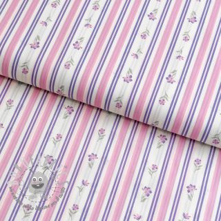 Tessuto di cotone Fine flowers STRIPE purple