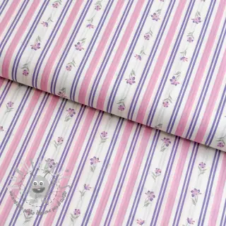 Tessuto di cotone Fine flowers STRIPE purple