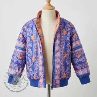 Tessuto di cotone VOILE STEPPED Daria flower purple digital print
