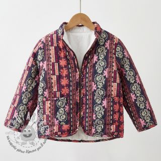 Tessuto di cotone VOILE STEPPED Daria flower aubergine digital print