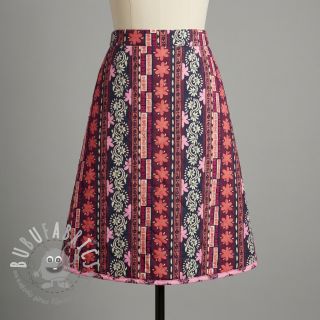 Tessuto di cotone VOILE STEPPED Daria flower aubergine digital print