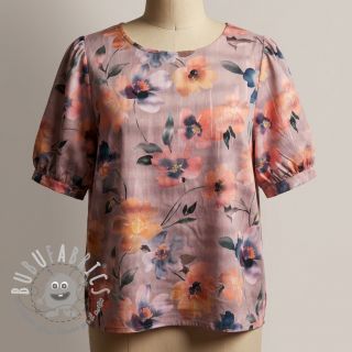 Tessuto di cotone SATIN Penny flower peach digital print