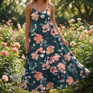 Tessuto di cotone SATIN Penny flower petrol digital print