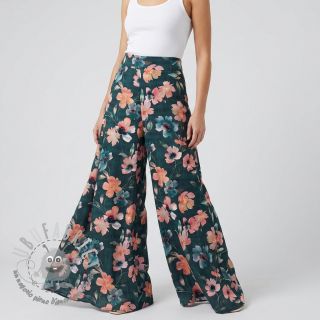 Tessuto di cotone SATIN Penny flower petrol digital print