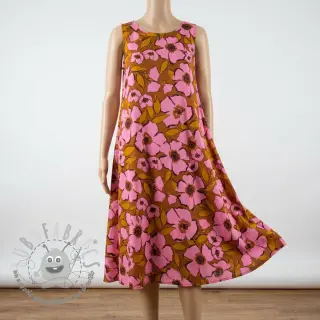 Tessuto di cotone SATIN Flower Kala caramel