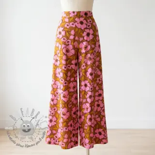 Tessuto di cotone SATIN Flower Kala caramel