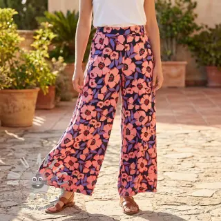 Tessuto di cotone SATIN Flower Kala navy