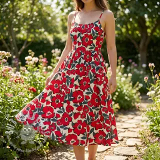 Tessuto di cotone SATIN Flower Kala offwhite