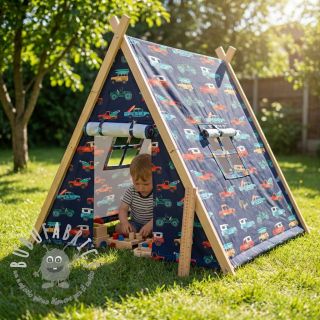 Tessuto di cotone Cars navy digital print