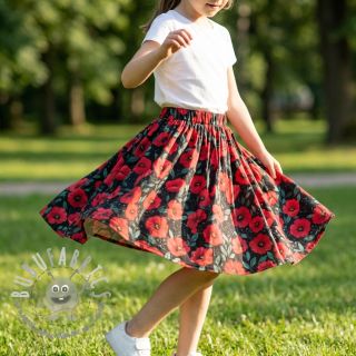 Tessuto di cotone Poppy black digital print